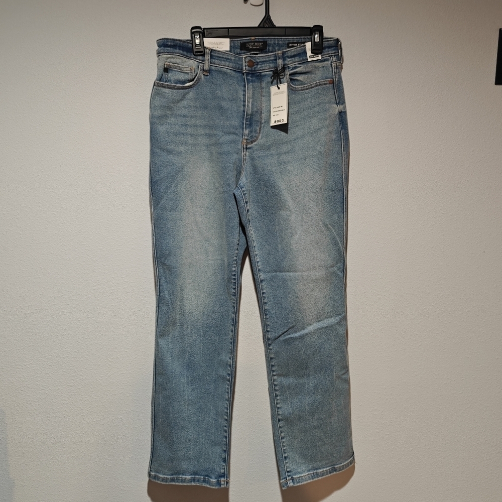 NWT Judy Blue Vintage Straight Leg Jeans 11 / 30 High Rise Mid Wash - Picture 2 of 9